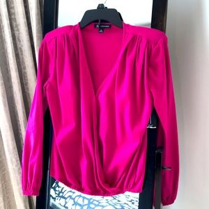 INC Draped surplice top XS hot pink